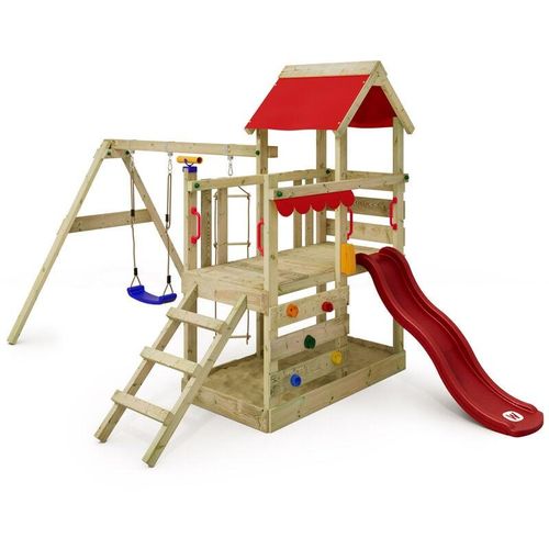 4250533947631 - Wickey - Spielhaus Spielturm TurboFlyer mit Schaukel & Rutsche Kletterturm mit Sandkasten Leiter & Spiel-Zubehör - rot - 1