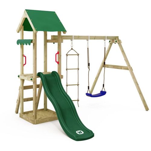 4251511807817 - Wickey - Spielturm Klettergerüst TinyCabin mit Schaukel & Rutsche Kletterturm mit Sandkasten Leiter & Spiel-Zubehör - grün - 1