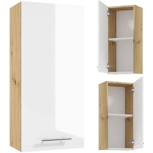 4066075069997 - Lomadox - Badezimmer Hängeschrank in Artisan Eiche Nb mit weiß Hochglanz lackiert SEIA-107 b h t ca 32 70 21 cm - weiß