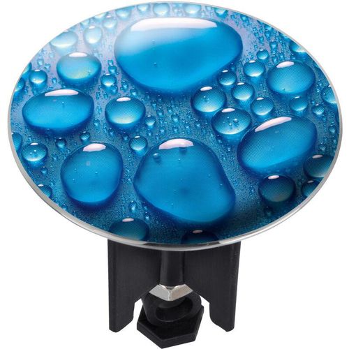 4008838212516 - WENKO Waschbeckenstöpsel Pluggy® XL Drops für alle handelsüblichen Abflüsse Blau Kunststoff mehrfarbig  Messing chrom - blau