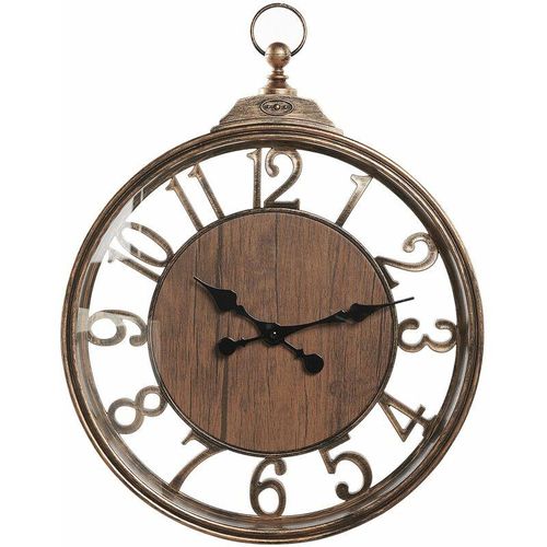 4251682283670 - Beliani - Wanduhr Braun ø 52 cm Rund Arabische Ziffern Taschenuhr Form Traditionell Hängende Wanddekoration für Wohnzimmer Esszimmer Flur - Braun