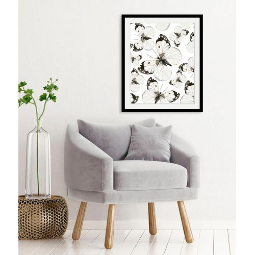 4049009846192 - Bild QUEENCE Lina Bilder Gr B H 40 cm x 50 cm Wandbild Schmetterlinge Hochformat 1 St grau Bild Kunstdruck Bilder mit Rahmen