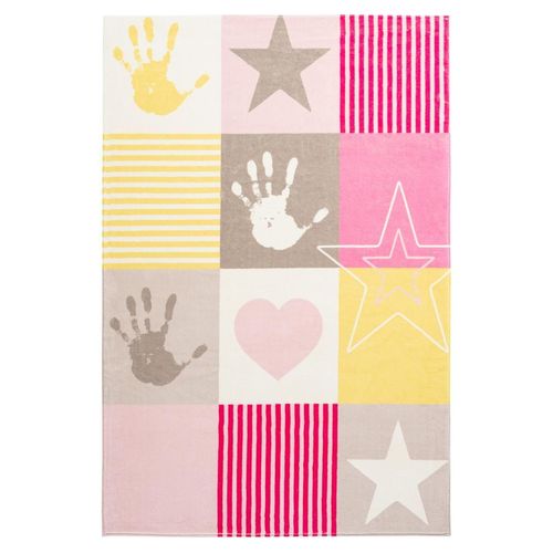 4054293093474 - Kinderteppich OBSESSION My Stars 411 Teppiche Gr B L 160 cm x 230 cm 10 mm 1 St pink Kinder Kinderzimmerteppiche Kurzflor Patchwork Design Motiv Sterne Kinderzimmer