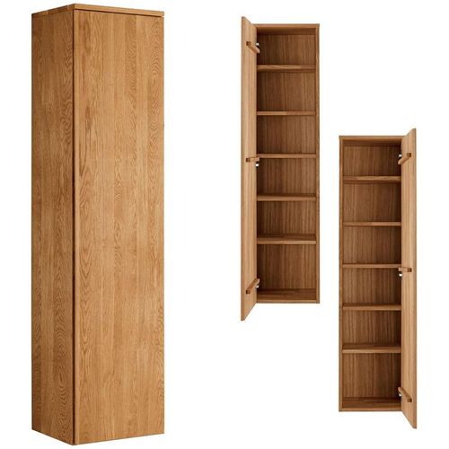 4066075032533 - Lomadox - Garderobenschrank Eiche massiv geölt SALACH-64 b h t ca 40 165 35 cm - braun