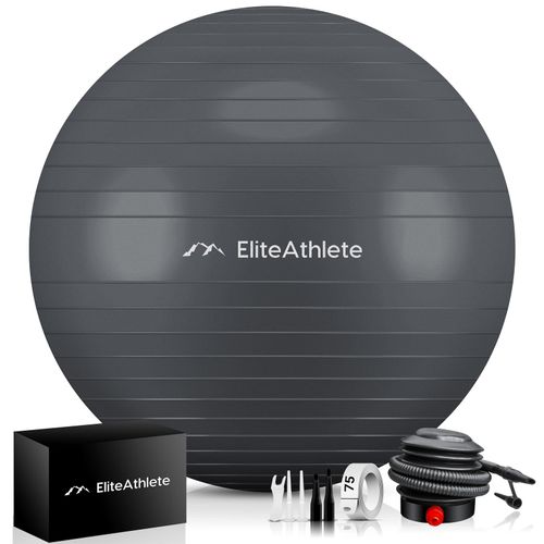4260696120536 - EliteAthlete® Gymnastikball Sitzball Büro ergonomisch mit Anti Burst System - Fitness Yoga Pilates Schwangerschaft - Schwangerschaftsball Fitnessball Yogaball - Yoga Ball inkl Luftpumpe - Grey 75cm 4260696120536 - EliteAthlete® Gymnastikball Sitzball Büro ergonomisch mit Anti Burst System - Fitness Yoga Pilates Schwangerschaft - Schwangerschaftsball Fitnessball Yogaball - Yoga Ball inkl Luftpumpe - Grey 75cm