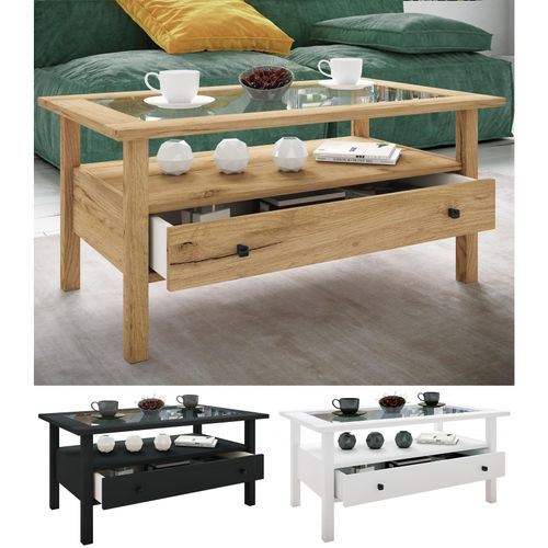 4051814427183 - Holz Beistelltisch mit ESG-Sicherheitsglas Couchtisch schlicht Maße ca H 42 x B 90 x T 54 cm Wohnzimmertisch mit Schublade Sofatisch - Lingis L 4051814427183 - Holz Beistelltisch mit ESG-Sicherheitsglas Couchtisch schlicht Maße ca H 42 x B 90 x T 54 cm Wohnzimmertisch mit Schublade Sofatisch - Lingis L