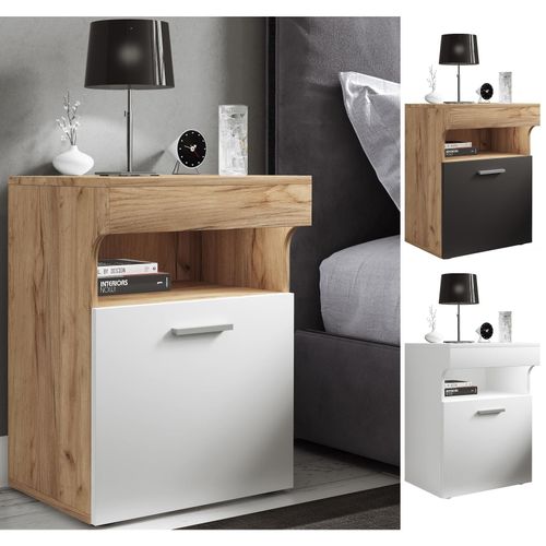 4051814427237 - Nachtschrank Beistelltisch Schublade Konsole Boxspring Nachttisch Slepal L (Farbe Honig-Eiche Weiß) 4051814427237 - Nachtschrank Beistelltisch Schublade Konsole Boxspring Nachttisch Slepal L (Farbe Honig-Eiche Weiß)
