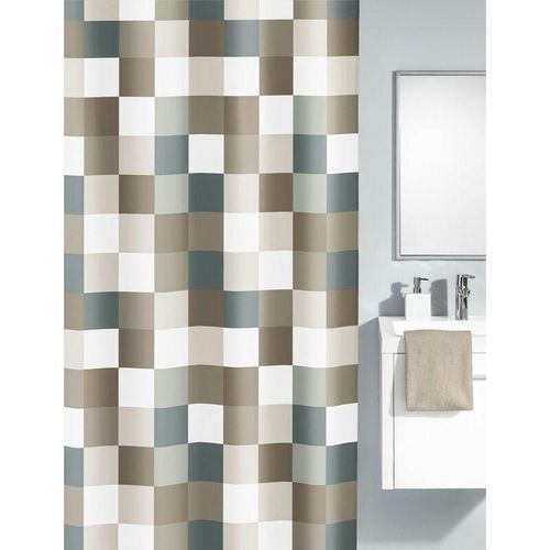 4004478255234 - Duschvorhang Check taupe 180x200 cm Duschvorhänge