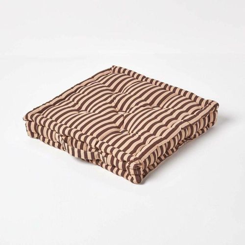 5055967423138 - Sitzkissen Schmale Streifen 40 x 40 x 10 cm - Braun - Homescapes