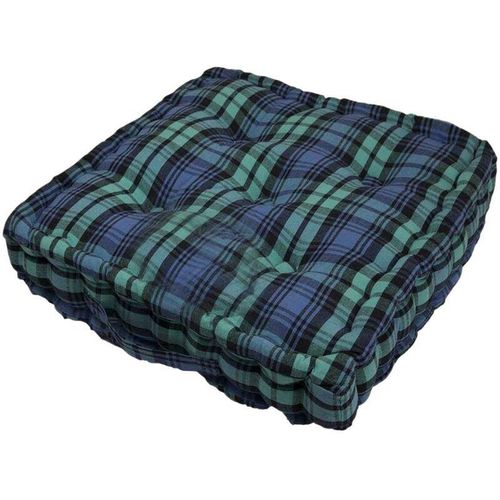 5055967421714 - Sitzkissen Blackwatch Schottenmuster 40 x 40 x 10 cm & Polyester - Blau - Homescapes