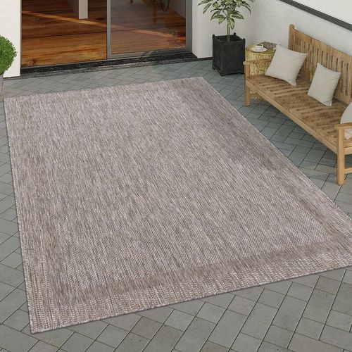 4061981201592 - Paco Home - Outdoor Teppich Wetterfest Balkon Terrasse Küche Modern Geometrische Muster 140x200 cm Natur