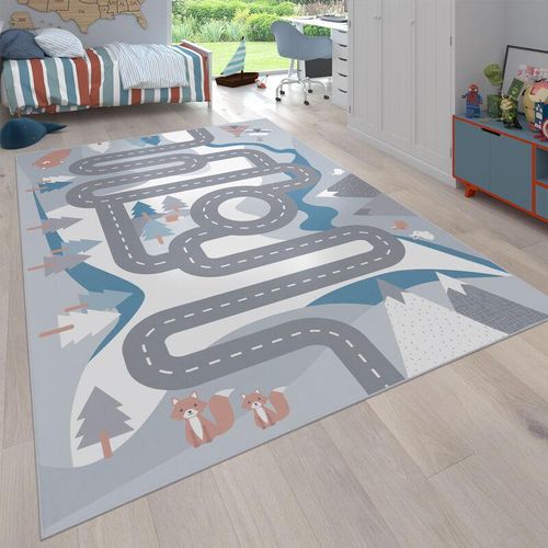 4061981094378 - Kinderteppich Spielteppich Teppich Kinderzimmer Straßen Design Mit Tieren Creme 200x290 cm - Paco Home