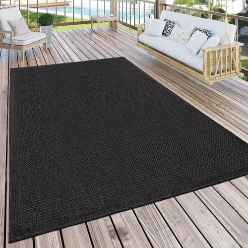 4061981138966 - Paco Home - Outdoor Teppich Für Terrasse Und Balkon Küchenteppich Einfarbig Modern Schwarz 160x220 cm