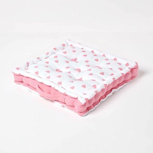 5055967421837 - Sitzkissen rosa Herzen 40 x 40 x 10 cm - Pink - Homescapes