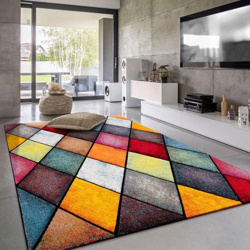 4061981211690 - Paco Home - Teppich Wohnzimmer Kinderzimmer Kurzflor Modernes Geometrisches Muster 3D Effekt 200x290 cm Bunt 3