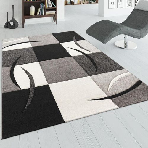 4250857527588 - Teppich Diamond 665 Teppiche Gr B L 200 cm x 290 cm 17 mm 1 St schwarz (schwarz weiß) Esszimmerteppiche Karo Muster 3D-Design auch als Läufer Wohnzimmer Schlafzimmer