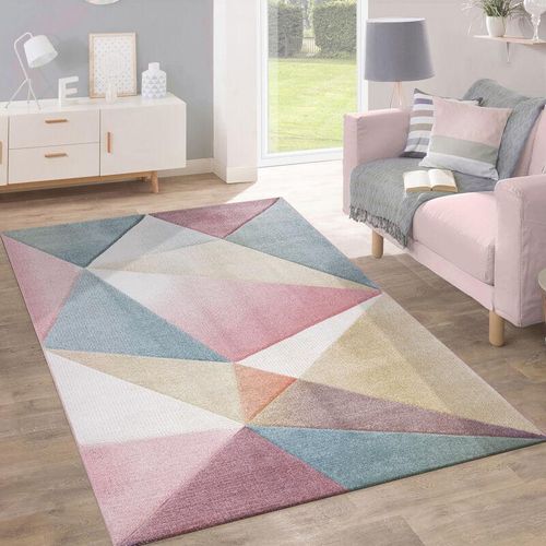 4250857585885 - Teppich Kurzflor Modern Trendig Pastell Geometrisches Design Inspiration Multi 70x250 cm - Paco Home