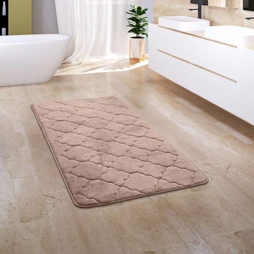 4061981172175 - Badezimmerteppich Badematte Badteppich Badvorleger Flauschig Memory Foam 3D 60x100 cm Beige - Paco Home