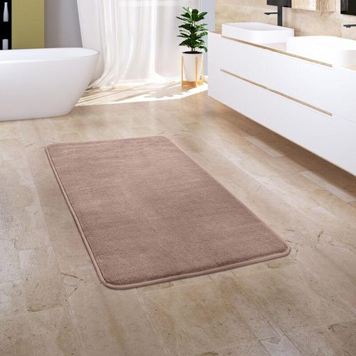 4061981172571 - Badezimmerteppich Badematte Badteppich Badvorleger Flauschig Memory Foam 3D Beige 2 65x120 cm - Paco Home