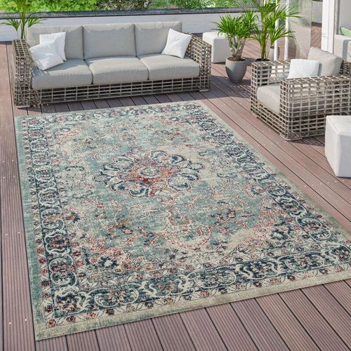 4061981065750 - Outdoor Teppich Küchenteppich Balkon Terrasse Vintage Orient Muster Rot Blau Beige 80x150 cm - Paco Home