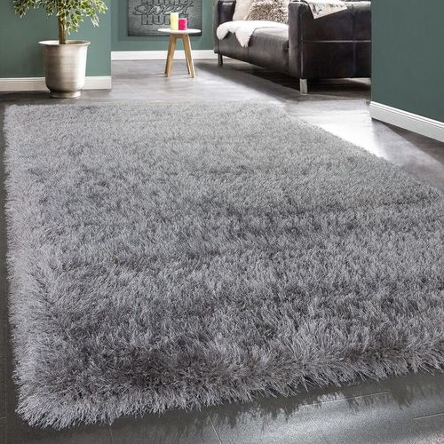 4250857587056 - Hochflor-Teppich Glamour 300 Teppiche Gr B L 120 cm x 170 cm 70 mm 1 St grau Esszimmerteppiche Uni Farben mit weichem Glanz Garn auch als Läufer erhältlich