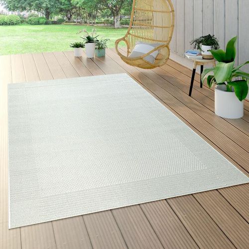 4061981086007 - Paco Home - In- & Outdoor-Teppich Mit Bordüre Für Balkon Und Terrasse Flachgewebe In Weiß 160x230 cm