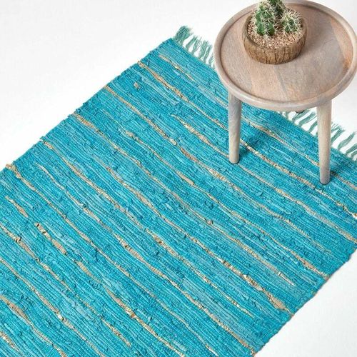 5055967439337 - Glitzer-Lederteppich gold türkis 90 x 150 cm - Gold & Türkis - Homescapes 5055967439337 - Glitzer-Lederteppich gold türkis 90 x 150 cm - Gold & Türkis - Homescapes