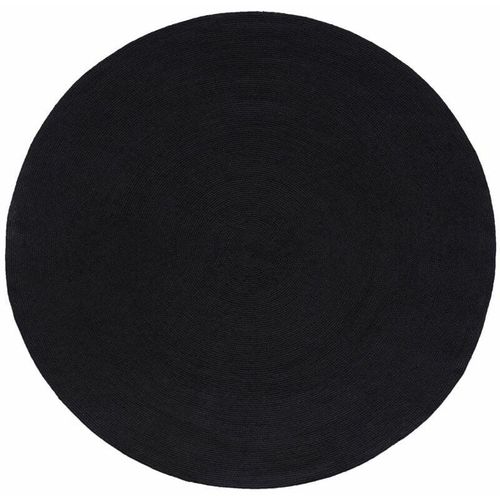 5055967498044 - Handgewebter geflochtener Teppich in Schwarz 120 cm rund - Schwarz - Homescapes