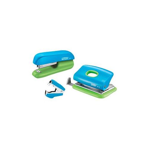 4051661012839 - desk accessories set - 10 sheets - 2 holes - metal ABS plastic - blue green