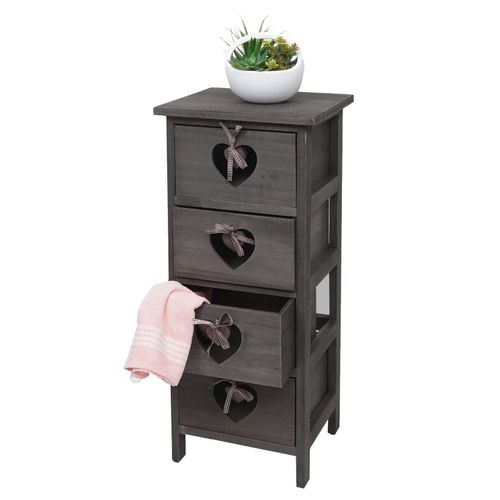 4057651540481 - Kommode Sues Schubladenkommode Schrank 4 Schubladen mit Herzen 70x29x25cm Shabby-Look Vintage ~ grau-braun 4057651540481 - Kommode Sues Schubladenkommode Schrank 4 Schubladen mit Herzen 70x29x25cm Shabby-Look Vintage ~ grau-braun