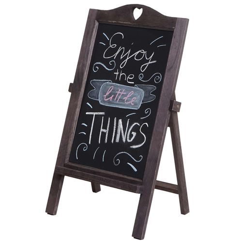 4057651540658 - Werbetafel MCW-E51 Aufsteller Kreidetafel 66x37x27cm Shabby-Look Vintage ~ grau-braun