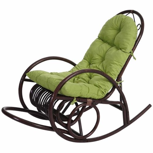 4057651098135 - Schaukelstuhl MCW-C40 Schwingsessel Rattansessel braun ~ Auflage grün 4057651098135 - Schaukelstuhl MCW-C40 Schwingsessel Rattansessel braun ~ Auflage grün