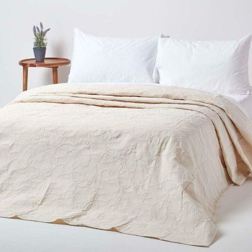 5055967472891 - Cremeweiße Matelassé Tagesdecke 180 x 260 cm - Creme - Homescapes