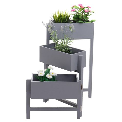 4057651538860 - Pflanzregal H275 Standregal Blumenständer Pflanzkasten 65x108x15cm Holz Shabby-Look Vintage ~ grau-blau 4057651538860 - Pflanzregal H275 Standregal Blumenständer Pflanzkasten 65x108x15cm Holz Shabby-Look Vintage ~ grau-blau