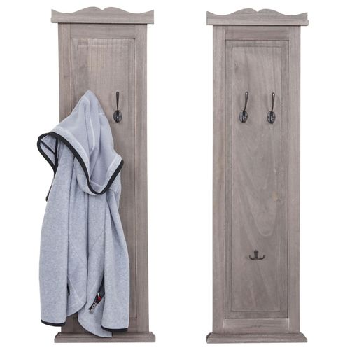 4057651904603 - 2er-Set Garderobe H33 Wandgarderobe Garderobenpaneel Wandhaken Holz 109x28x4cm ~ grau-braun shabby 4057651904603 - 2er-Set Garderobe H33 Wandgarderobe Garderobenpaneel Wandhaken Holz 109x28x4cm ~ grau-braun shabby