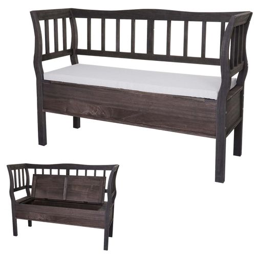 4057651830131 - Sitzbank H207 Bank Truhenbank Holzbank Aufbewahrungstruhe Staufach Kissen Holz 119cm ~ grau-braun shabby 4057651830131 - Sitzbank H207 Bank Truhenbank Holzbank Aufbewahrungstruhe Staufach Kissen Holz 119cm ~ grau-braun shabby