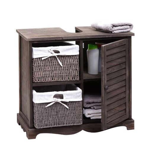 4057651317090 - Waschbeckenunterschrank MCW-H20 Badezimmer Waschtisch Massiv-Holz Korb-Schublade 60x65x31cm ~ shabby grau-braun 4057651317090 - Waschbeckenunterschrank MCW-H20 Badezimmer Waschtisch Massiv-Holz Korb-Schublade 60x65x31cm ~ shabby grau-braun
