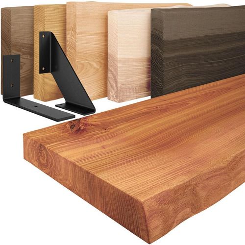 4064755133327 - Wandregal Holz Baumkante Holzregal Basic Dunkel Schwarz 90cm LW-01-A-004-90LS - Dunkel - Lamo Manufaktur 4064755133327 - Wandregal Holz Baumkante Holzregal Basic Dunkel Schwarz 90cm LW-01-A-004-90LS - Dunkel - Lamo Manufaktur