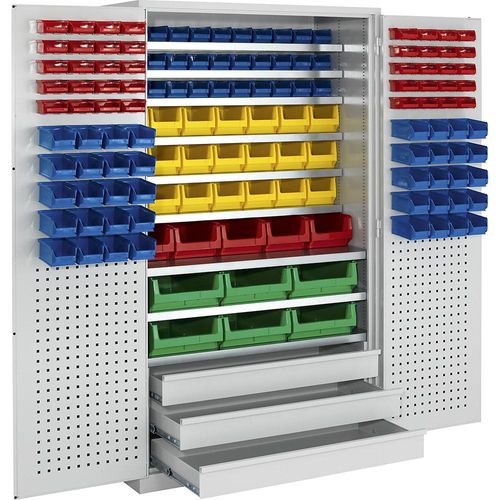 4250633311271 - mauser Großraumschrank 9 Fachböden 142 Sichtlagerkästen 3 Schubladen lichtgrau 4250633311271 - mauser Großraumschrank 9 Fachböden 142 Sichtlagerkästen 3 Schubladen lichtgrau