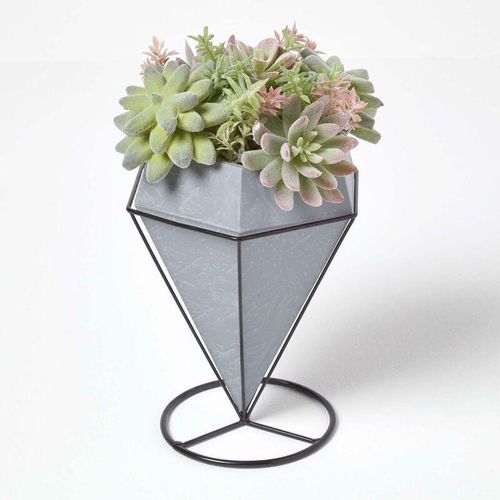 5055967498693 - Künstlicher Succulenten Arrangement in geometrisch Topf 31 cm hoch - Grün - Homescapes