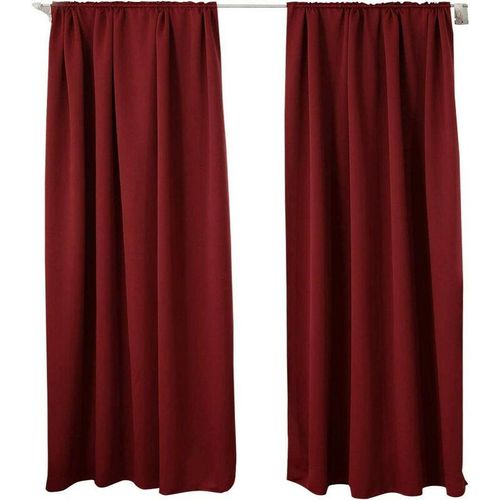 4250367160190 - 2er Set Gardine blickdicht 250 g m² mit Kräuselband bordeaux 135x175 cm - bordeaux - Woltu