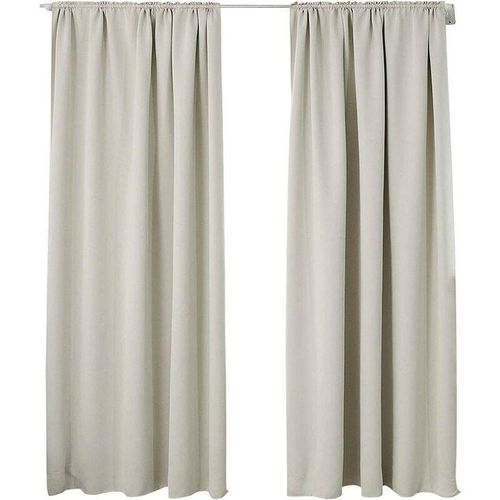 4250367160169 - 2er Set Gardine blickdicht 250 g m² mit Kräuselband beige 135x225 cm - beige - Woltu