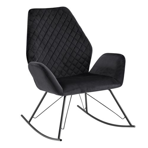 4251757708428 - Finebuy - Schaukelstuhl Schwarz 73x94x84 cm Design Relaxsessel Samt   Metall Schwingsessel mit Gestell Polster Relaxstuhl Schaukelsessel Moderner