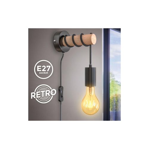 4057722005833 - Bklicht - led Wandleuchte Industriell Metall Holz Retrolampe Vintage schwarz E27 Kabel - 10 4057722005833 - Bklicht - led Wandleuchte Industriell Metall Holz Retrolampe Vintage schwarz E27 Kabel - 10