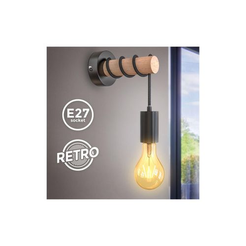 4057722005857 - Led Wandleuchte Retrolampe Industriell Metall Holz Vintage schwarz exkl 1x E27 - Bklicht 4057722005857 - Led Wandleuchte Retrolampe Industriell Metall Holz Vintage schwarz exkl 1x E27 - Bklicht