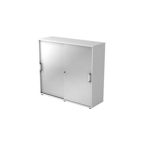 4032062155479 - Schiebetürenschrank Spanplatte 2 Fachböden abschließbar 1200 x 400 x 1100 mm Silber Weiß