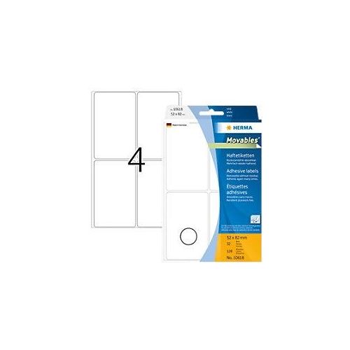 4008705106184 - HERMA Vielzwecketiketten 52x82 mm weiß Movables ablösbar Papier matt 128 St - Weiß - Abgerundetes Rechteck - Papier - Deutschland - 52 mm - 82 mm