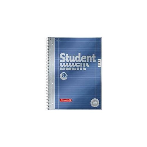 4003273566590 - BRUNNEN Student Premium Collegeblock DIN A4 Liniert Spiralbindung Pappkarton Blau Perforiert 160 Seiten 80 Blatt