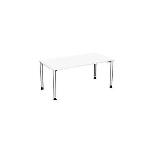 4038933482941 - Flex höhenverstellbarer Schreibtisch weiß silber rechteckig 4-Fuß-Gestell silber 1600 x 800 cm