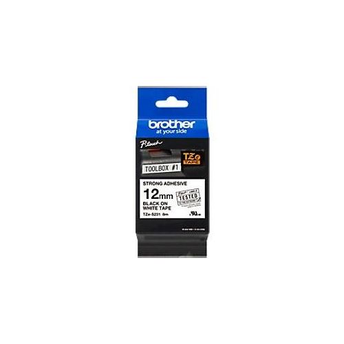 4977766695596 - P-touch Schriftband TZe-S231 12mm x 8m schwarz weiß laminiert stark selbstklebend 4977766695596 Brother